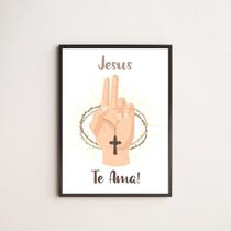 Quadro Decorativo Jesus Te Ama 33x24cm - com vidro