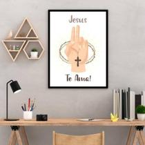 Quadro Decorativo Jesus Te Ama Moldura Preta 24X18Cm