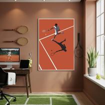 Quadro Decorativo Jogando Tênis-70x50cm Mold Branca