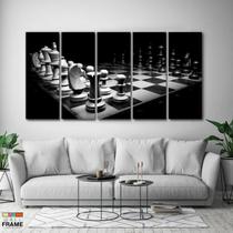 Quadro Decorativo Jogo de Xadrez 5 peças 140x65