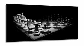 Quadro Decorativo Jogo De Xadrez em tecido canvas 130x60 Quadro Decorativo Jogo De Xadrez em tecido canvas 130x60