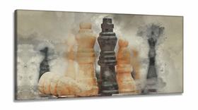 Quadro Decorativo Jogo De Xadrez Para Sala Quarto em tecido canvas 130x60 Quadro Decorativo Jogo De Xadrez Para Sala Quarto em tecido canvas 130x60