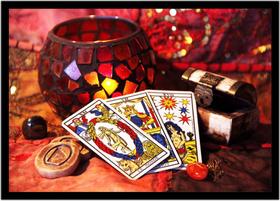 Quadro Decorativo Jogos Baralho Tarot Cartas Esoterismo Com Moldura RC024