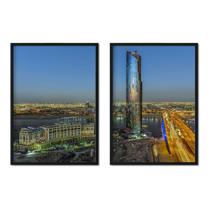 Quadro Decorativo Kit C/02 Cidade de Dubai City Tower Sala Quarto Escritório 91x63