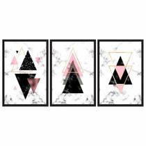 Quadro Decorativo Kit Geométrico Triângulo 60x40 Sala Quarto Quadro Decorativo Kit Geométrico Triângulo 60x40 Sala Quarto