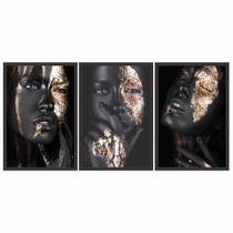 Quadro Decorativo Kit Mulher Black e Gold 60x40 Sala Quarto