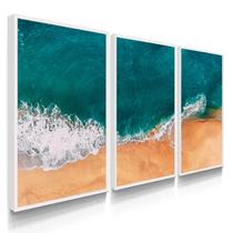 Quadro Decorativo Kit Praia Azul Moderna 55x40 Com Moldura Quadro Decorativo Kit Praia Azul Moderna 55x40 Com Moldura