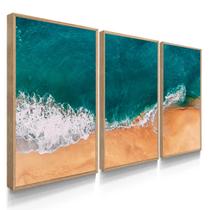 Quadro Decorativo Kit Praia Azul Moderna 55x40 Com Moldura Quadro Decorativo Kit Praia Azul Moderna 55x40 Com Moldura