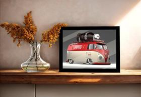 Quadro Decorativo Kombi Coca-Cola C/ Moldura e Vidro 33x25