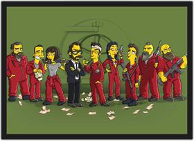 Quadro Decorativo La casa de papel Simpsons Com Moldura Quadro Decorativo La casa de papel Simpsons Com Moldura