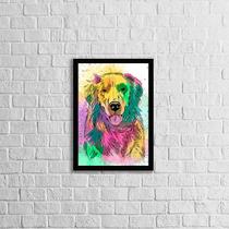 Quadro Decorativo Labrador Multicolorido 24x18cm - com vidro