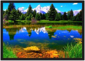 Quadro Decorativo Lago Rio Árvore Paisagem Natureza Decorações Com Moldura G10
