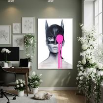 Quadro Decorativo Lágrima Neon Rosa 70x50cm Mold Preta