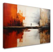 Quadro Decorativo Laranja Abstrato Arte Tecido Canvas