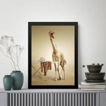 Quadro Decorativo Lavanderia - Girafa 33X24Cm - Com Vidro