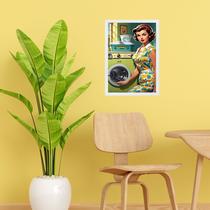 Quadro Decorativo Lavanderia Retrô Pin Up 24x18cm - com vidro