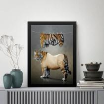 Quadro Decorativo Lavanderia - Tigre 45X34Cm - Com Vidro
