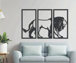 Quadro Decorativo Leão - 55x80cm - Arte Laser