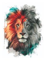 Quadro Decorativo Leão Abstrato Aquarela Colorido - cantinho da arte