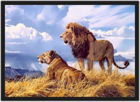 Quadro Decorativo Leão Animais Decoração Com Moldura Quadro Decorativo Leão Animais Decoração Com Moldura