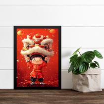 Quadro Decorativo Leão Chinês - Menininha 24x18cm