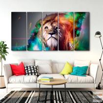 Quadro Decorativo Leao Color Full 140x65