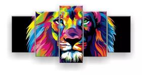 Quadro Decorativo Leão Color Print 129x61 Quadro Decorativo Leão Color Print 129x61