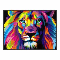 Quadro Decorativo Leão Colorido 90x60 para Sala Quarto Hall