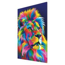 Quadro Decorativo Leão Colorido Abstrato em Lona 60x40 cm Animais Quadro Decorativo Leão Colorido Abstrato em Lona 60x40 cm Animais