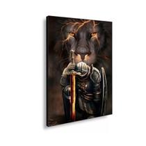 Quadro Decorativo Leão com Armadura e Espada