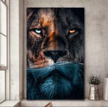 Quadro Decorativo Leão com Olhos Azul e Laranja 80x60 Quadro Decorativo Leão com Olhos Azul e Laranja 80x60