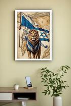 Quadro Decorativo Leão de Judá Bandeira - 70x50cm