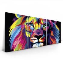Quadro Decorativo Leão de Judá Colorido 180x90 Sala Grande - IQ Quadros