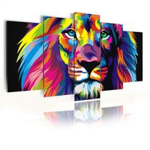 Quadro Decorativo Leão de Judá Colorido Para Sala Quarto Escritório 105x60cm