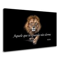 Quadro Decorativo Leão de Judá Grande Com Frase Religiosa 55x90 Sala Quarto Escritório