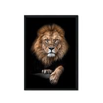 Quadro Decorativo Leão Dourado Judá África Animais Sala Quarto Escritório