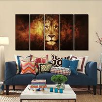 Quadro Decorativo Leão em Chamas 140x65 em tecido