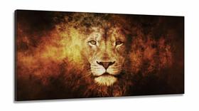 Quadro Decorativo Leão em Chamas em tecido canvas 130x60