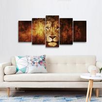 Quadro decorativo Leão em Chamas Moderno Para Hall Sala