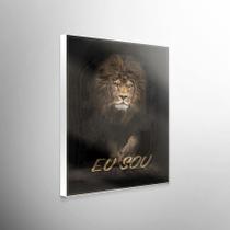 Quadro Decorativo Leão Eu Sou Força, Fé e Coragem em Cada Traço, Decore Seu Ambiente Com esse Lindo Quadro