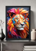 Quadro Decorativo Leao geometrico colorido - Com vidro Tamanho:21cm x 30cm (A4) Quadro Decorativo Leao geometrico colorido - Com vidro Tamanho:21cm x 30cm (A4)