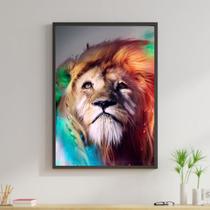 Quadro Decorativo Leão Juba Colorida 45x34cm Quadro Decorativo Leão Juba Colorida 45x34cm