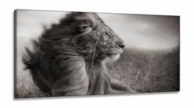 Quadro decorativo Leão Juba Mosaico em tecido canvas 130x60 Preto e Branco Quadro decorativo Leão Juba Mosaico em tecido canvas 130x60 Preto e Branco