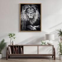 Quadro Decorativo Leão King 003 Moldura em Madeira com Vidro 60x80cm