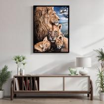 Quadro Decorativo Leão Leoa e Filhotes Animal 005 60cmx80cm