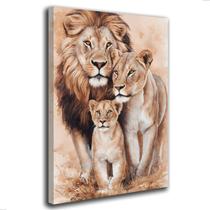 Quadro Decorativo Leão Leoa Filhote Familia Tela Canvas 60x40 cm Borda Infinita Quadro Decorativo Leão Leoa Filhote Familia Tela Canvas 60x40 cm Borda Infinita