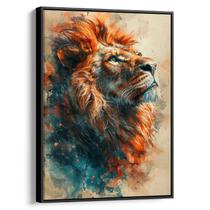 Quadro decorativo Leão Majestoso nas Chamas da Eternidade - Art Canvas