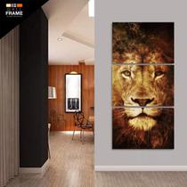 Quadro Decorativo Leão Moderno Em Chamas Vertical 120x60