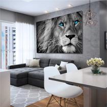 Quadro Decorativo Leão Nunca foi Sorte Sempre foi Deus Sala Quarto Hall