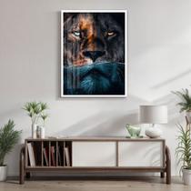 Quadro Decorativo Leão Predador 002 Moldura em Madeira com Vidro 40x60cm Quadro Decorativo Leão Predador 002 Moldura em Madeira com Vidro 40x60cm